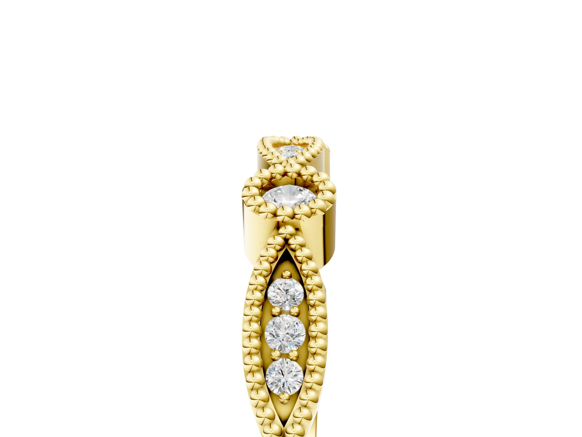 Yellow gold Milgrain Bezel and Marquise Diamond Band_5