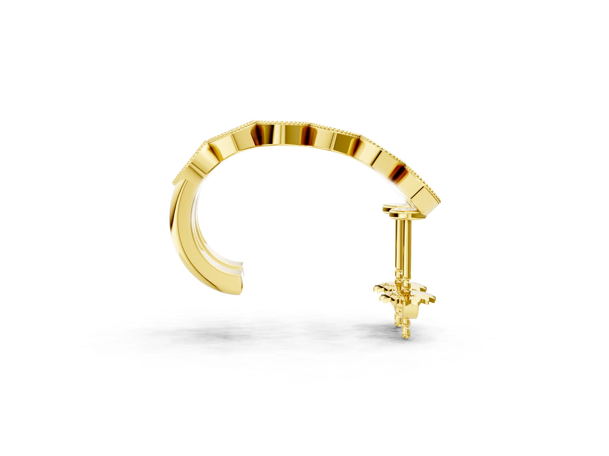 Yellow gold Milgrain Cushion and Marquise Diamond Hoop Earrings_1