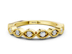 Yellow gold Milgrain Marquise Diamond Half Eternity Band with Bezel Setting