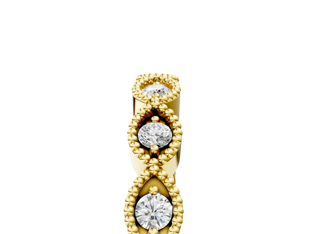 Yellow gold Milgrain Marquise Diamond Half Eternity Band with Bezel Setting_5