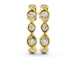 Yellow gold Milgrain Marquise Diamond Hoop Earrings with Bezel Setting