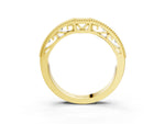 Yellow gold Milgrain Round Diamond Pavé Chevron Band_3