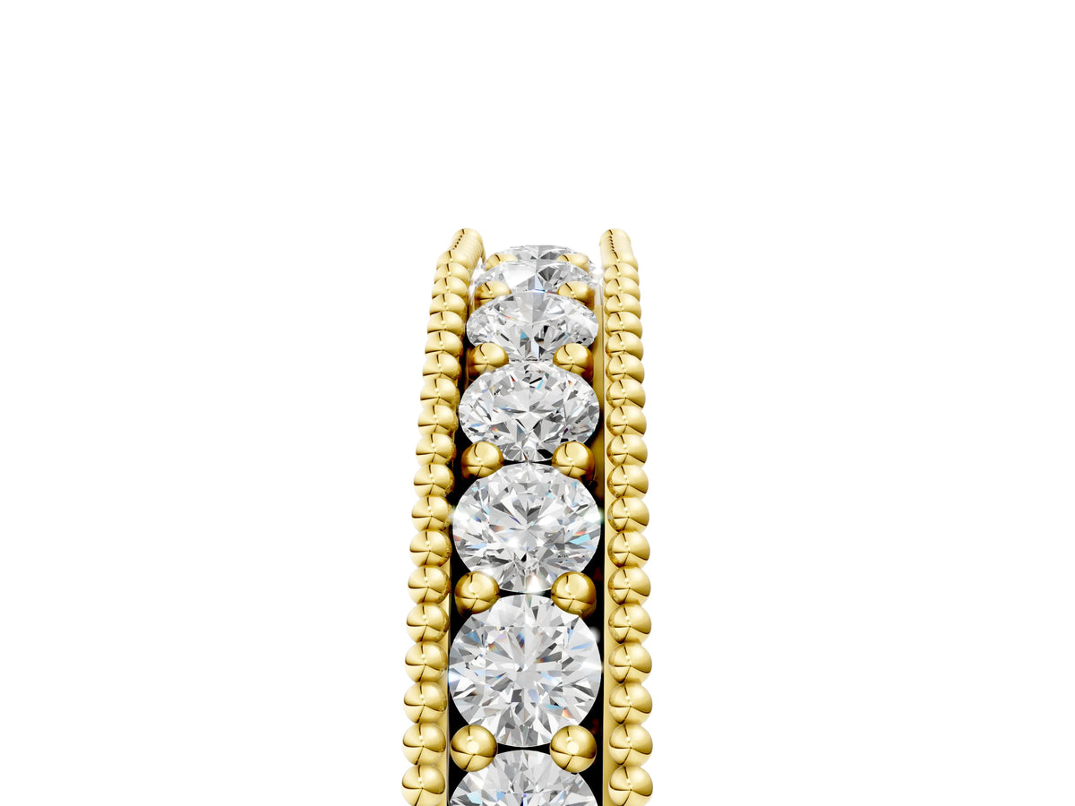 Yellow gold Milgrain Round Diamond Pavé Chevron Band_5