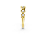 Yellow gold Milgrain Square Bezel Round Diamond Chevron Band_2