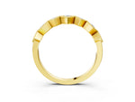 Yellow gold Milgrain Square Bezel Round Diamond Chevron Band_3