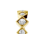 Yellow gold Milgrain Square Bezel Round Diamond Chevron Band_5