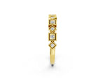 Yellow gold Milgrain Square Diamond Eternity Band with Bezel Setting_2