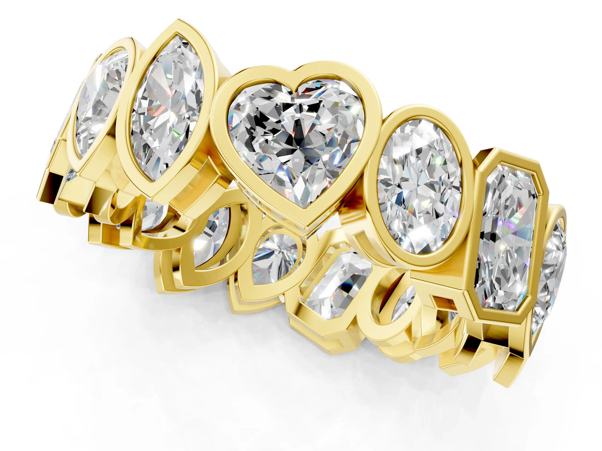 Yellow gold Mixed Shape Diamond Bezel Set Eternity Wedding Band_1