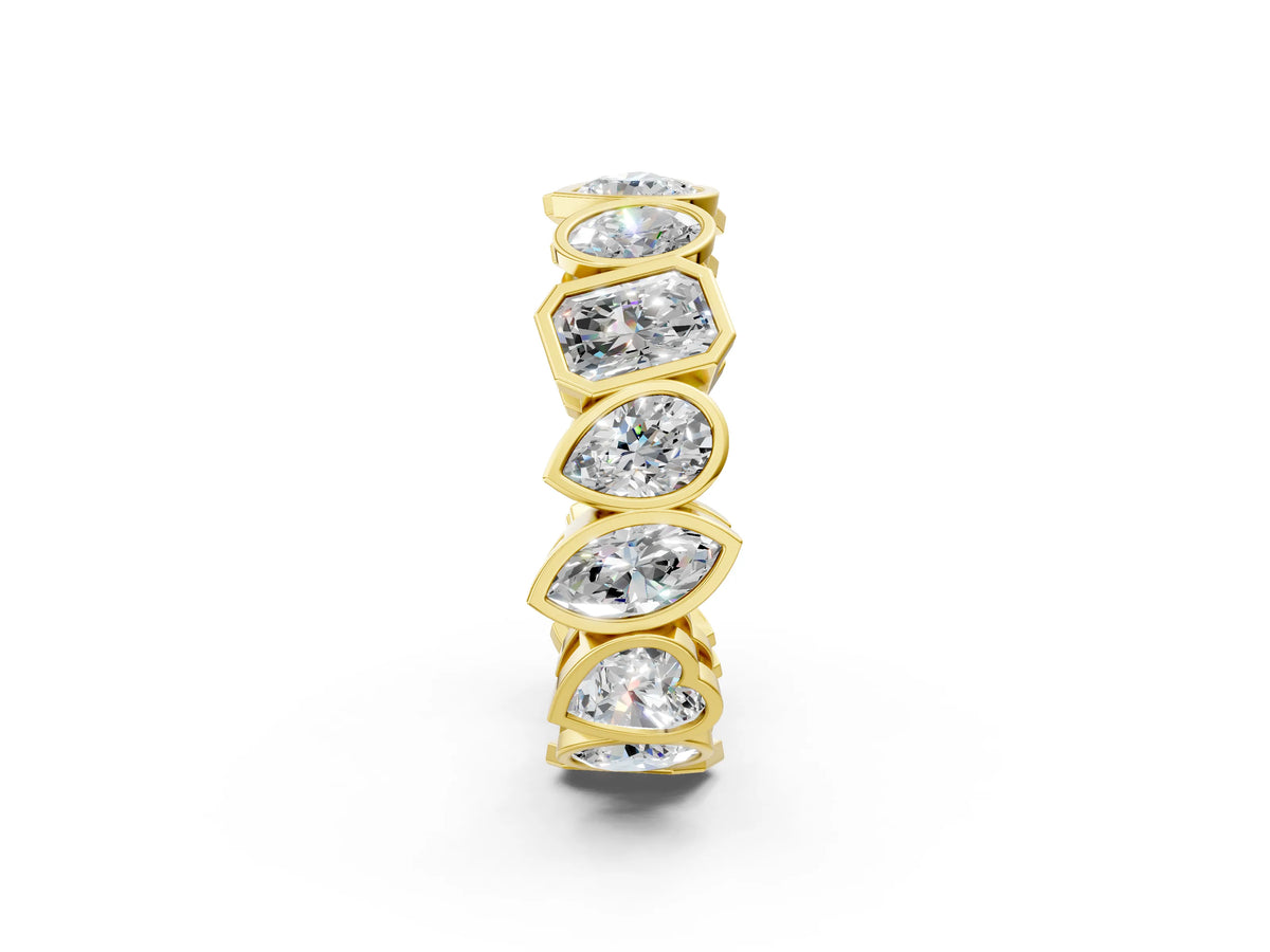 Yellow gold Mixed Shape Diamond Bezel Set Eternity Wedding Band_2