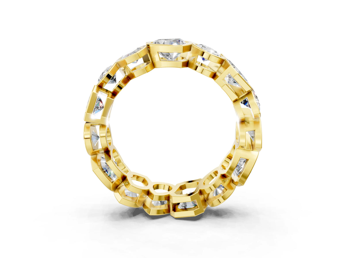Yellow gold Mixed Shape Diamond Bezel Set Eternity Wedding Band_3