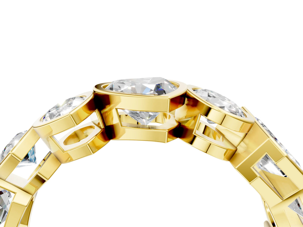 Yellow gold Mixed Shape Diamond Bezel Set Eternity Wedding Band_4