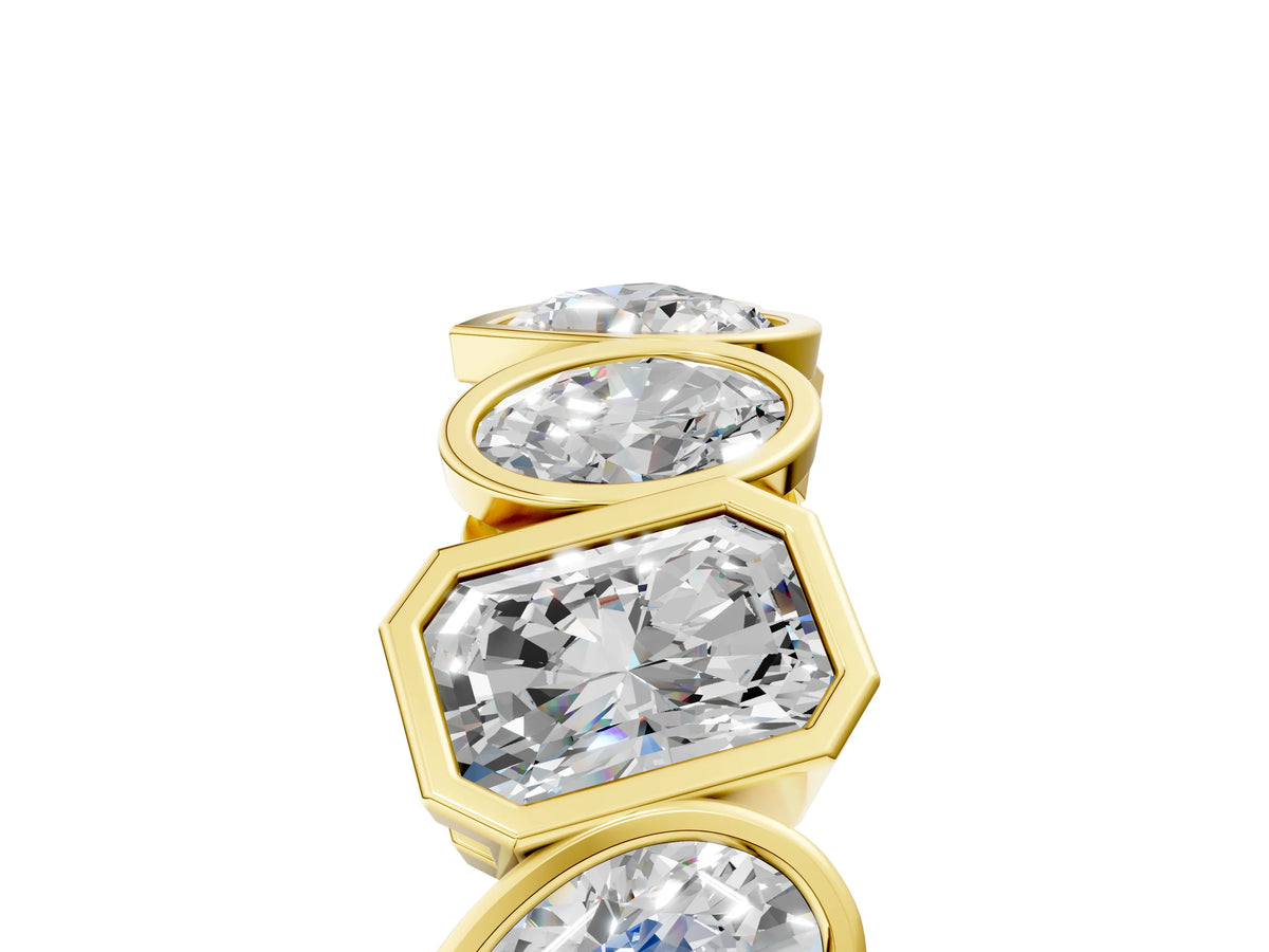 Yellow gold Mixed Shape Diamond Bezel Set Eternity Wedding Band_5