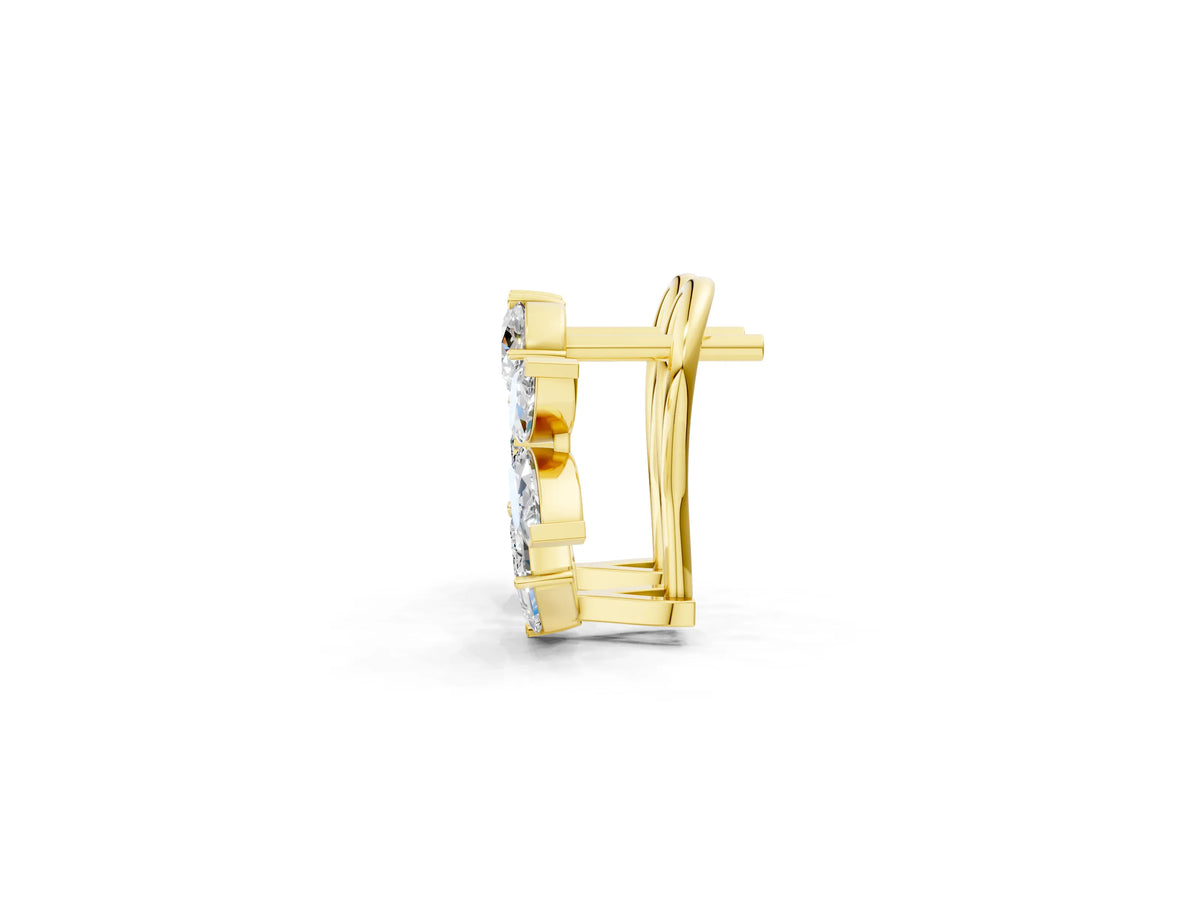 Yellow gold Multi-Shape Diamond Cluster Stud Earrings_1