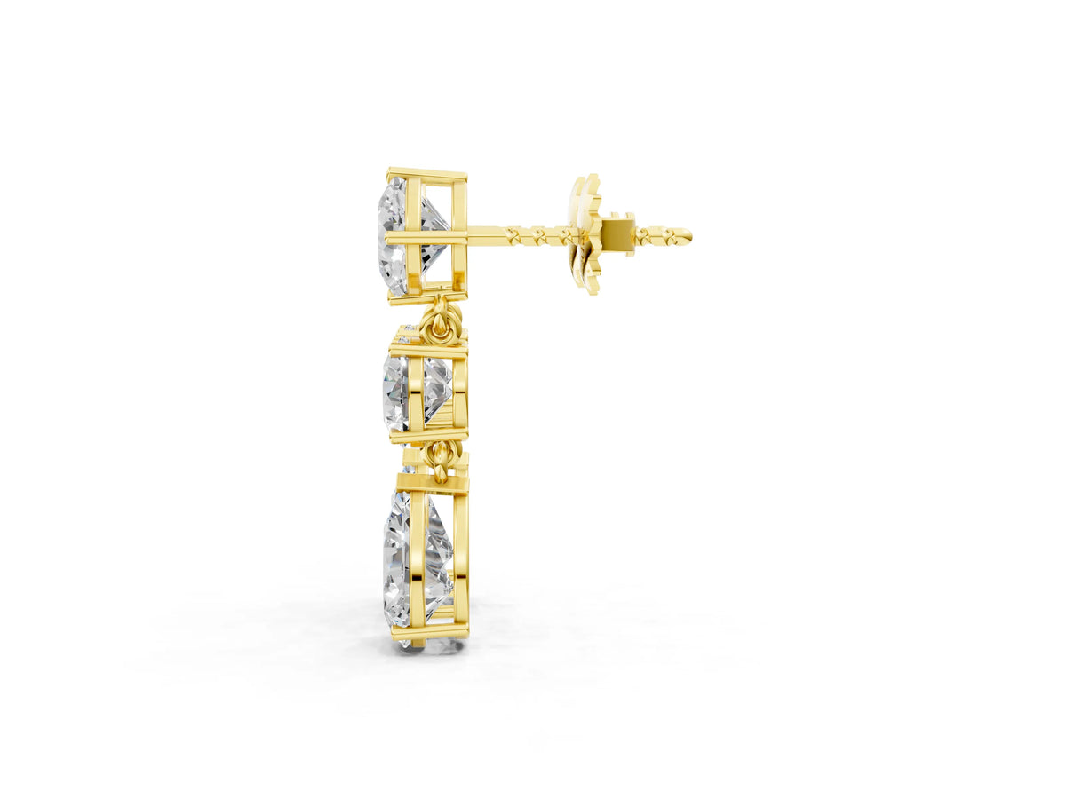 Yellow gold Multi-Shape Diamond Drop Earring_1