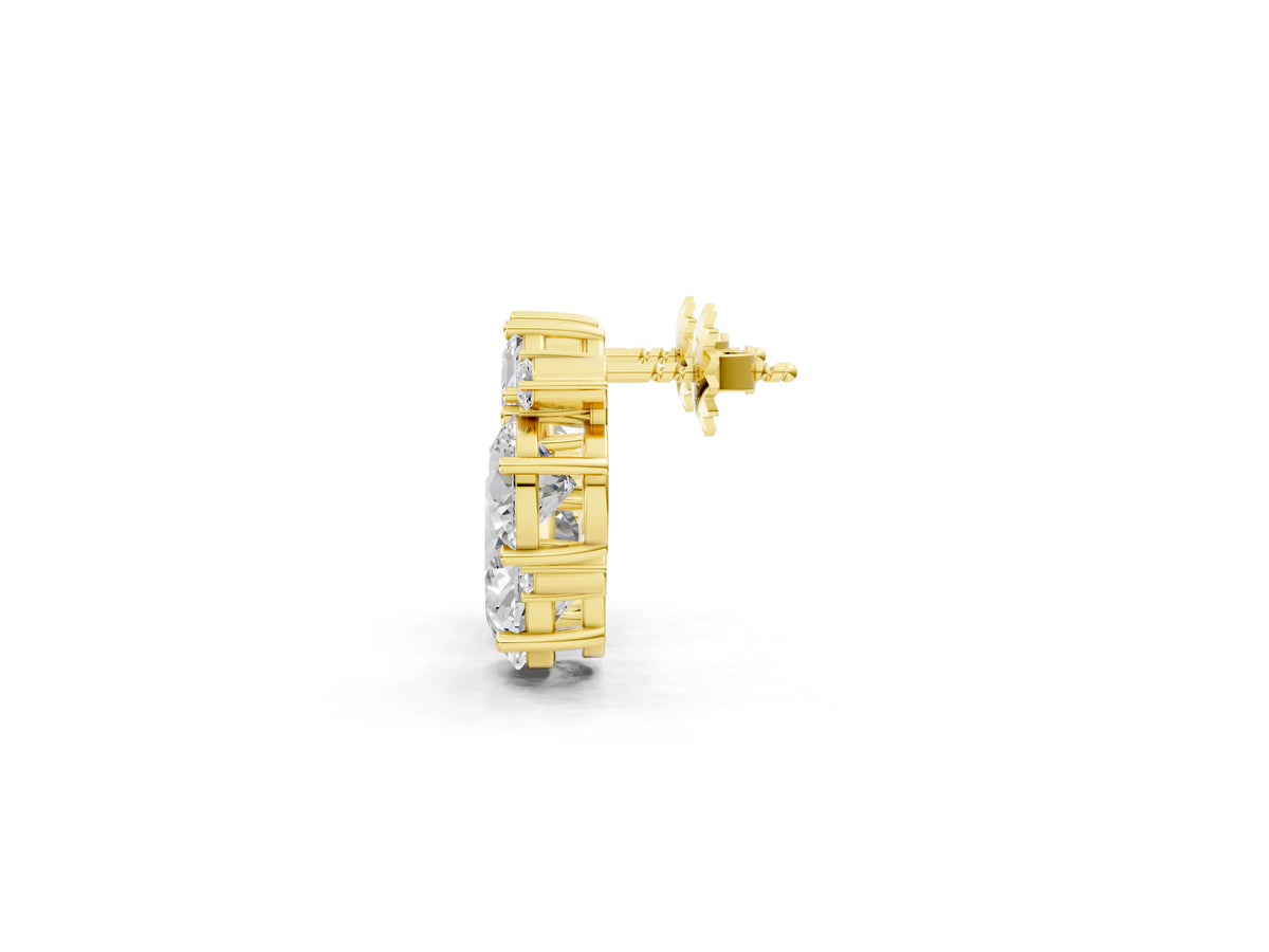 Yellow gold Multi-Shape Diamond Mosaic Five Stone Stud Earrings_1