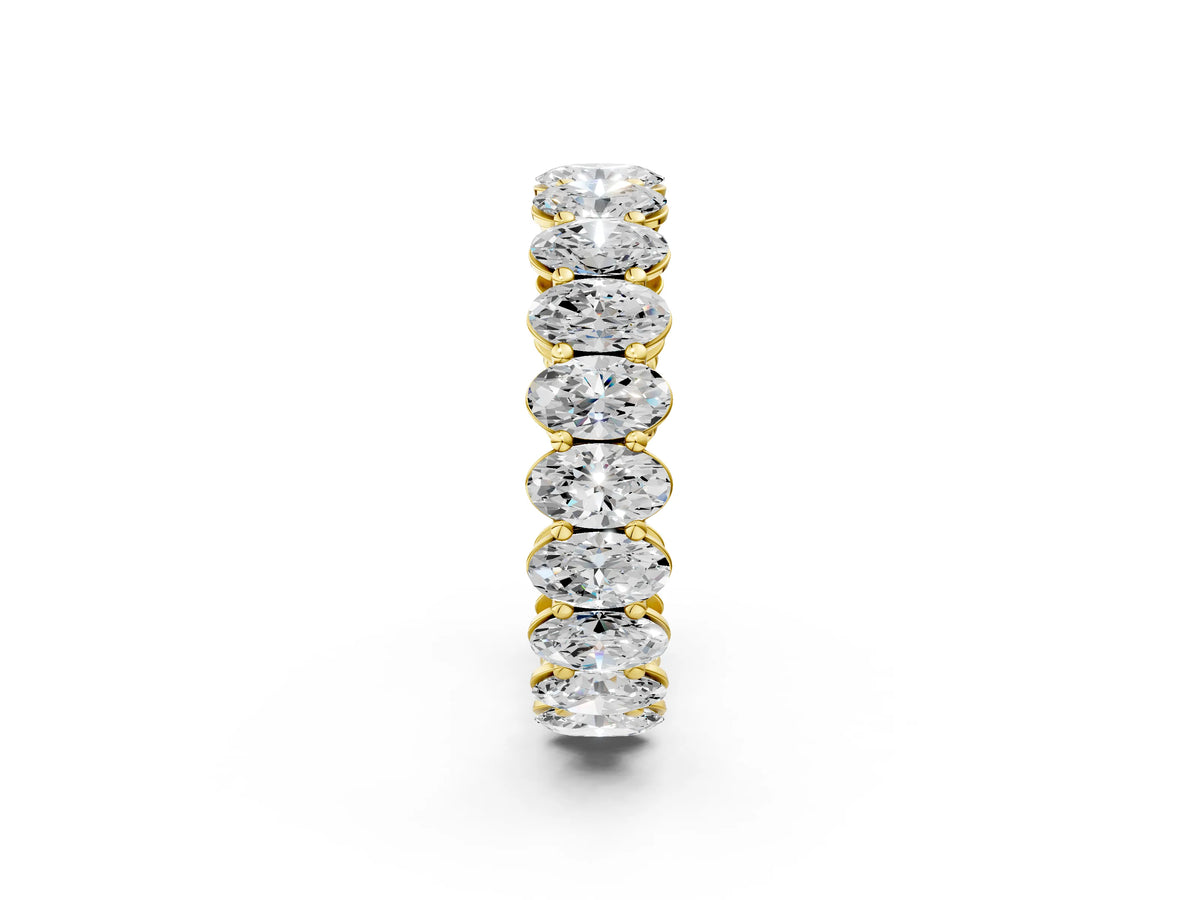 Yellow gold Oval Cut Diamond Eternity Band with Shared Prong Setting_2