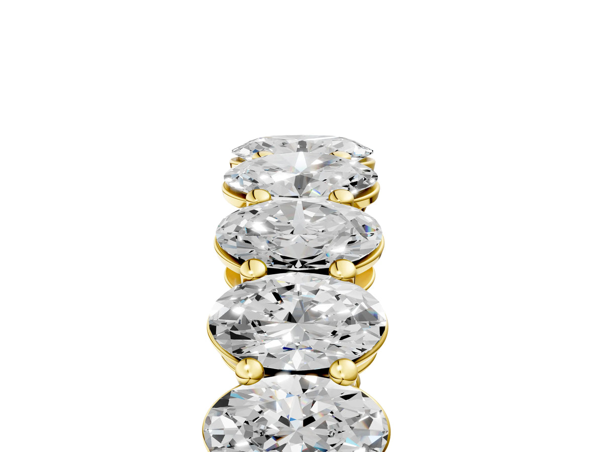 Yellow gold Oval Cut Diamond Eternity Band with Shared Prong Setting_5