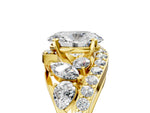 Yellow gold Oval Cut Diamond Halo Ring with Marquise and Pavé Band in Prong Setting_5