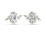 Yellow gold Oval Cut Diamond Nature-Inspired Stud Earrings with Marquise and Round Accents