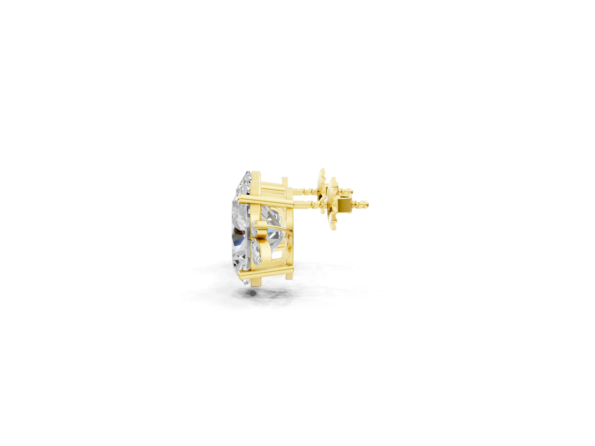 Yellow gold Oval Cut Diamond Nature-Inspired Stud Earrings with Marquise and Round Accents_1