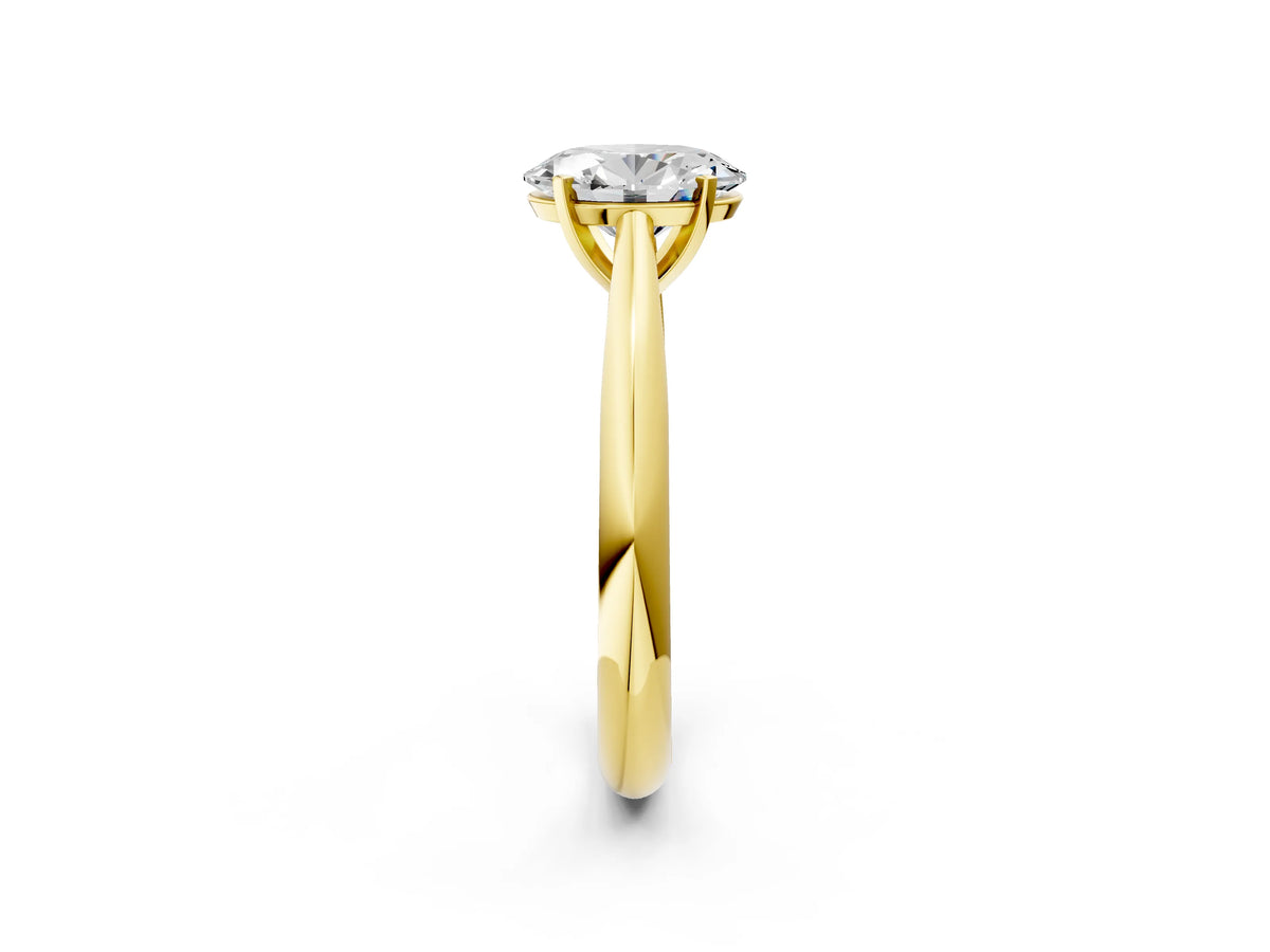 Yellow gold Oval Cut Diamond Solitaire Engagement Ring with Cathedral Setting and Four-Prong Mount_2