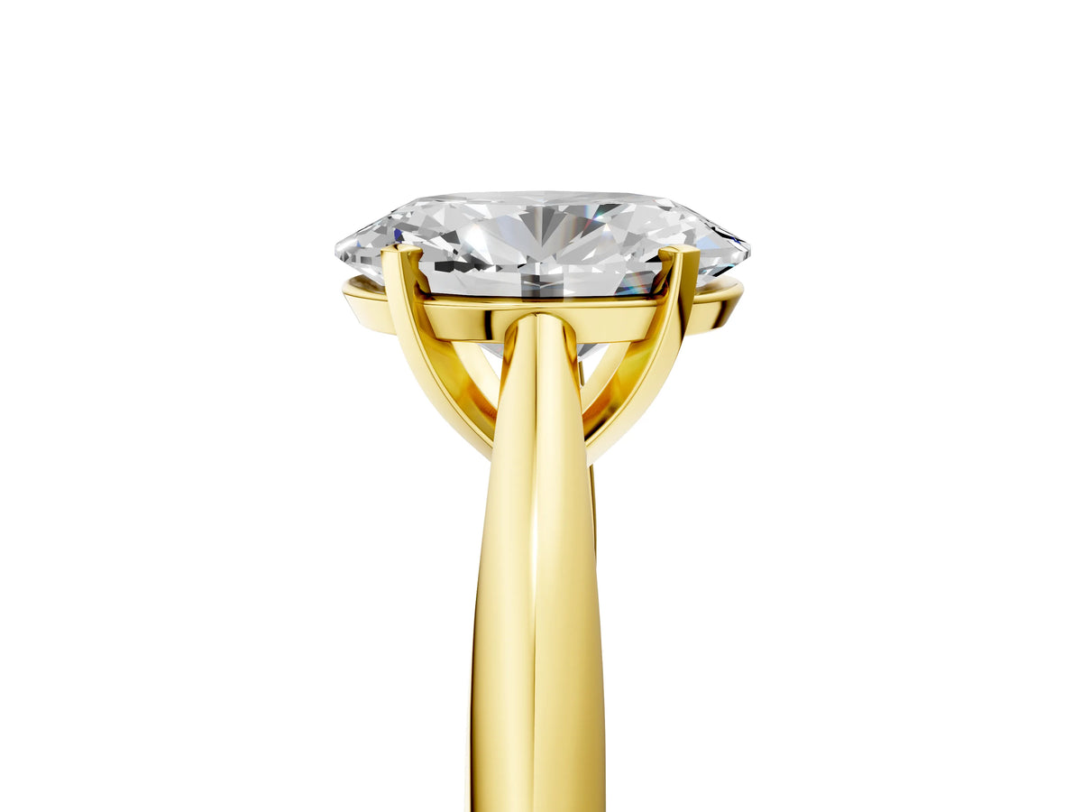 Yellow gold Oval Cut Diamond Solitaire Engagement Ring with Cathedral Setting and Four-Prong Mount_5