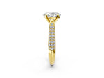 Yellow gold Oval Cut Diamond Solitaire Engagement Ring with Multi-Row Round Pavé Band and Prong Setting_2