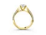Yellow gold Oval Cut Diamond Solitaire Engagement Ring with Multi-Row Round Pavé Band and Prong Setting_3