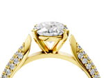 Yellow gold Oval Cut Diamond Solitaire Engagement Ring with Multi-Row Round Pavé Band and Prong Setting_4