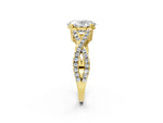 Yellow gold Oval Cut Diamond Solitaire Ring with Four-Prong Setting and Twisted Pavé Band_2