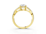Yellow gold Oval Cut Diamond Solitaire Ring with Four-Prong Setting and Twisted Pavé Band_3