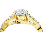 Yellow gold Oval Cut Diamond Solitaire Ring with Four-Prong Setting and Twisted Pavé Band_4