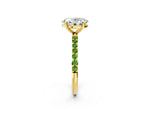 Yellow gold Oval Cut Diamond Solitaire Ring with Round Peridot Pavé Band and Prong Setting_2