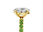 Yellow gold Oval Cut Diamond Solitaire Ring with Round Peridot Pavé Band and Prong Setting_5