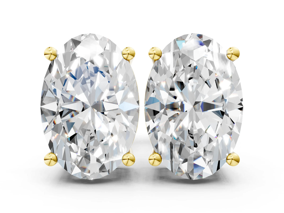 Yellow gold Oval Cut Diamond Stud Earrings