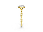 Yellow gold Oval Cut Solitaire Diamond Ring with Bamboo Band and Four-Prong Setting_2