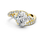 Yellow gold Oval Cut Solitaire with Pavé Twist Band and Four-Prong Setting