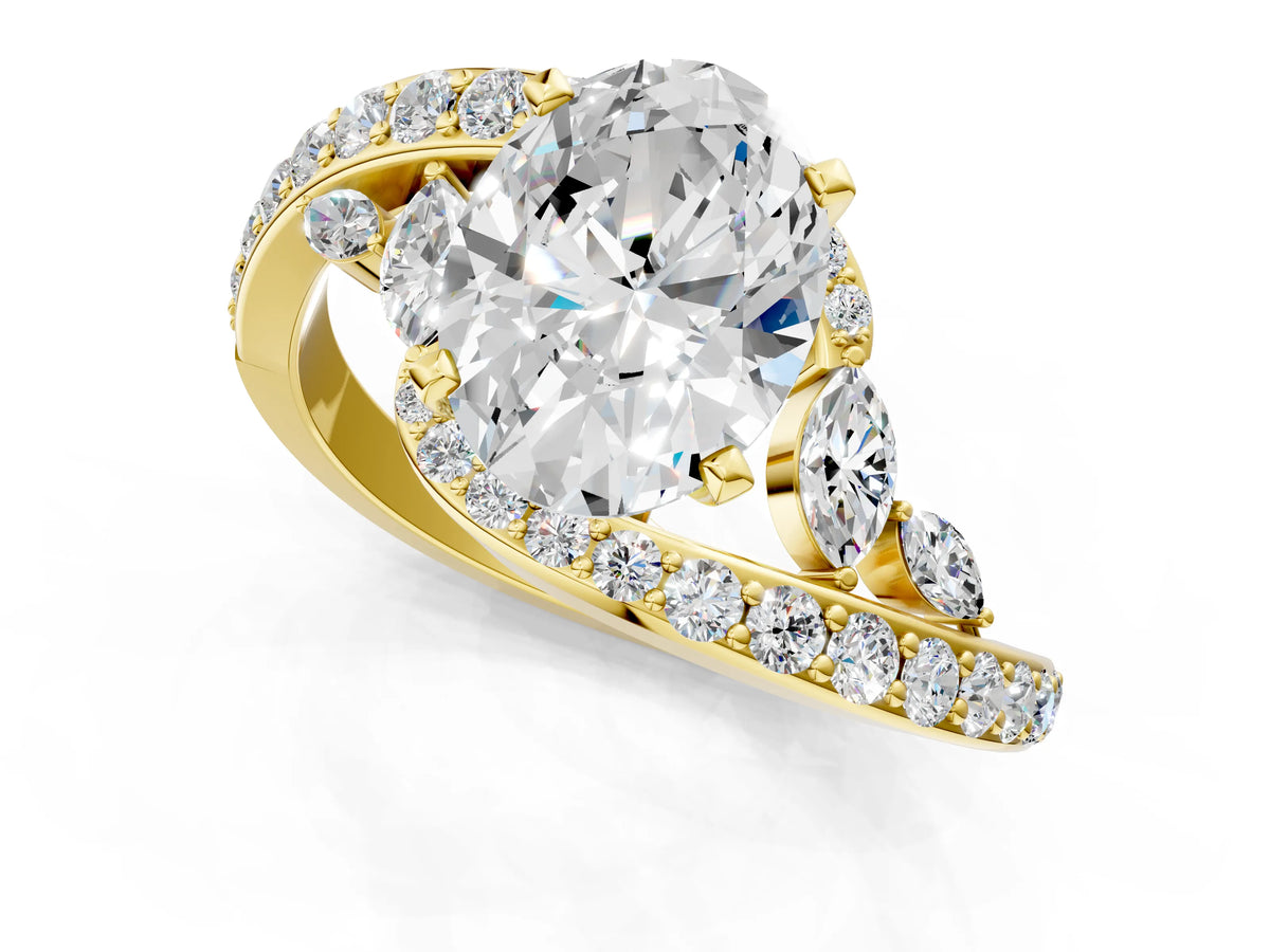 Yellow gold Oval Cut Solitaire with Pavé Twist Band and Four-Prong Setting_1