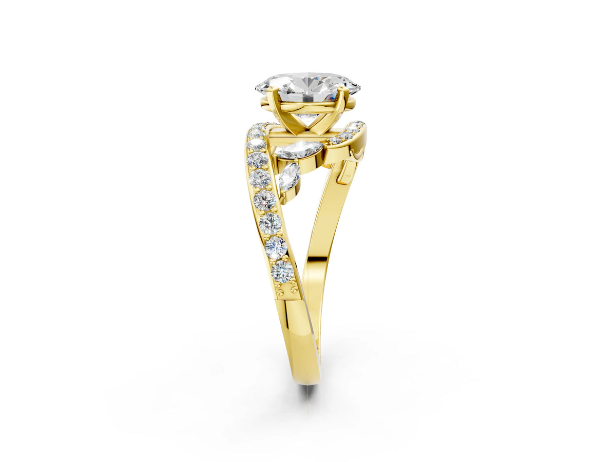 Yellow gold Oval Cut Solitaire with Pavé Twist Band and Four-Prong Setting_2