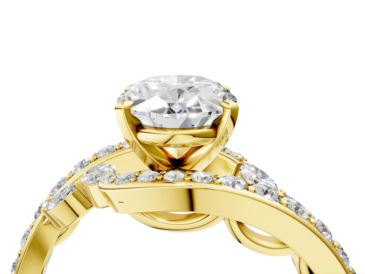 Yellow gold Oval Cut Solitaire with Pavé Twist Band and Four-Prong Setting_4