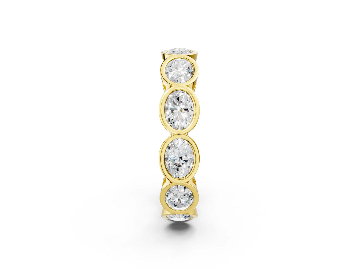 Yellow gold Oval Diamond Bezel Set Eternity Wedding Band_2