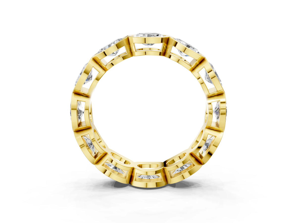 Yellow gold Oval Diamond Bezel Set Eternity Wedding Band_3