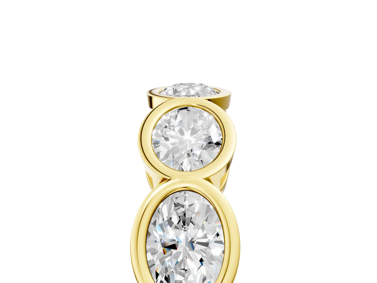 Yellow gold Oval Diamond Bezel Set Eternity Wedding Band_5