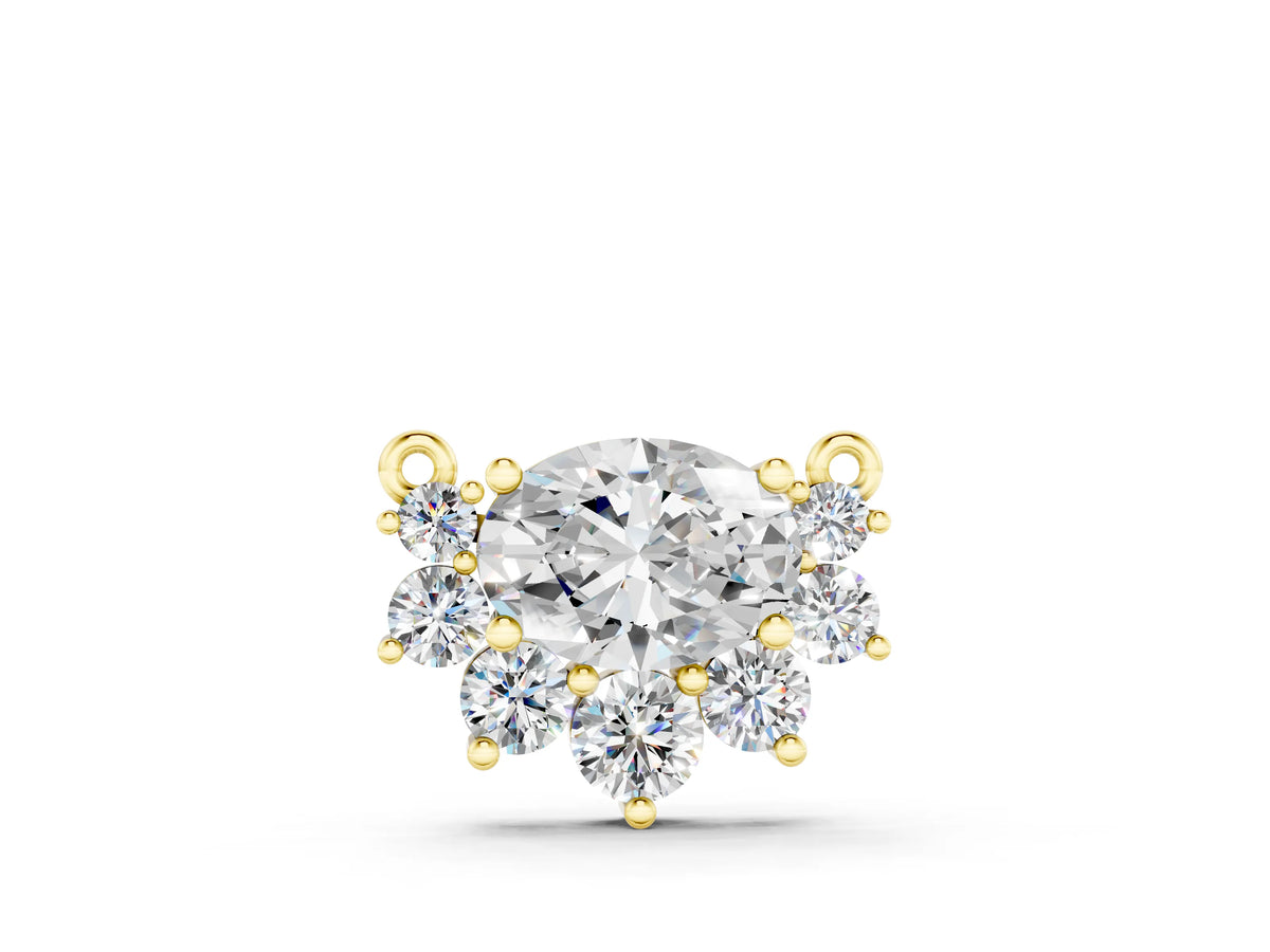 Yellow gold Oval Diamond Cluster Pendant with Prong Setting