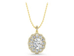 Yellow gold Oval Diamond Floral Halo Pendant with Diamond Accents_1