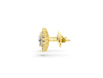 Yellow gold Oval Diamond Floral Halo Stud Earrings_1