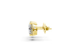 Yellow gold Oval Diamond Half Halo Stud Earrings_1