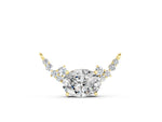 Yellow gold Oval Diamond Pendant with Heart Accents and Prong Setting