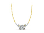 Yellow gold Oval Diamond Pendant with Heart Accents and Prong Setting_1