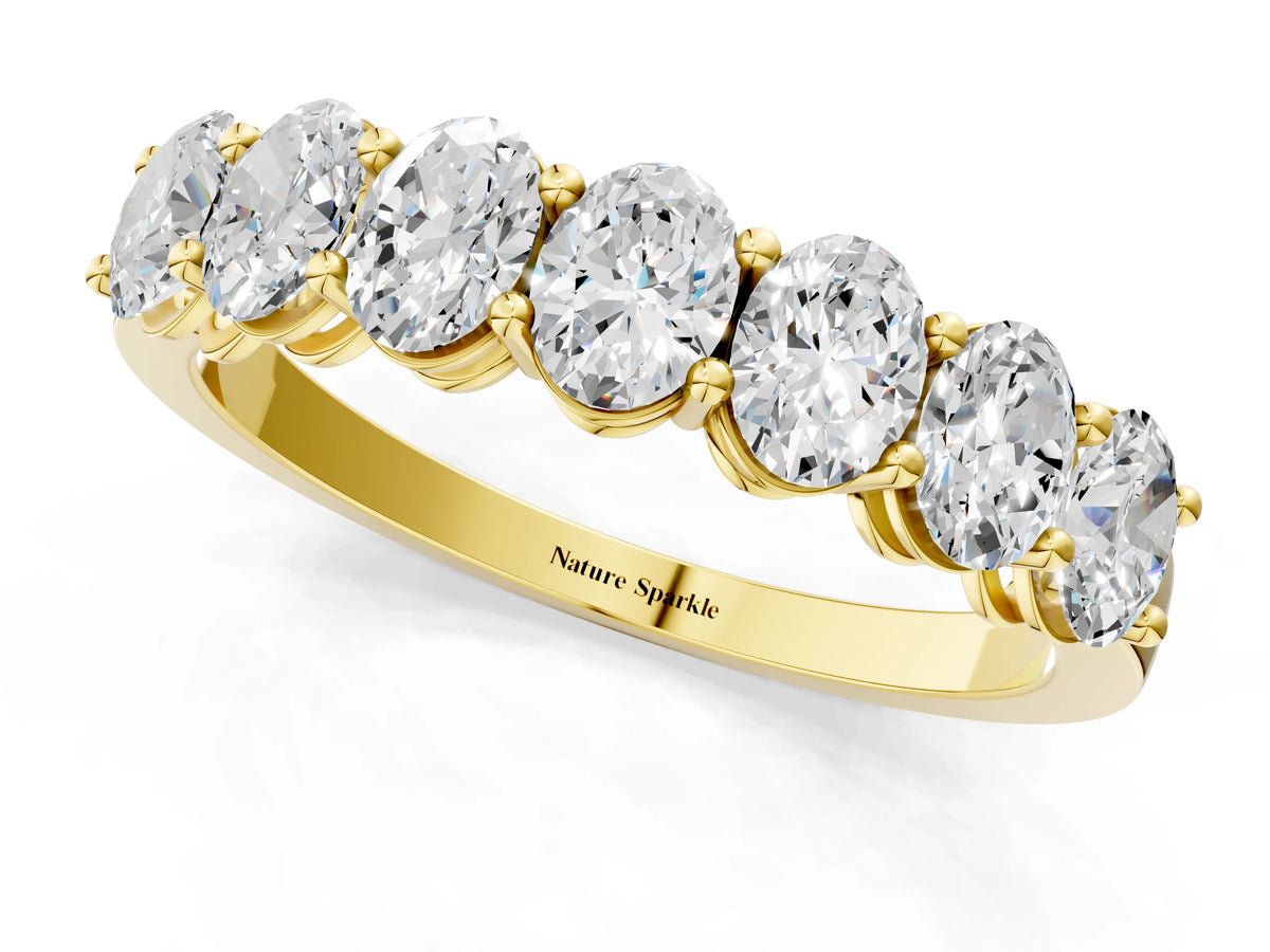 Yellow gold Oval Diamond Shared Prong Eternity Band_1